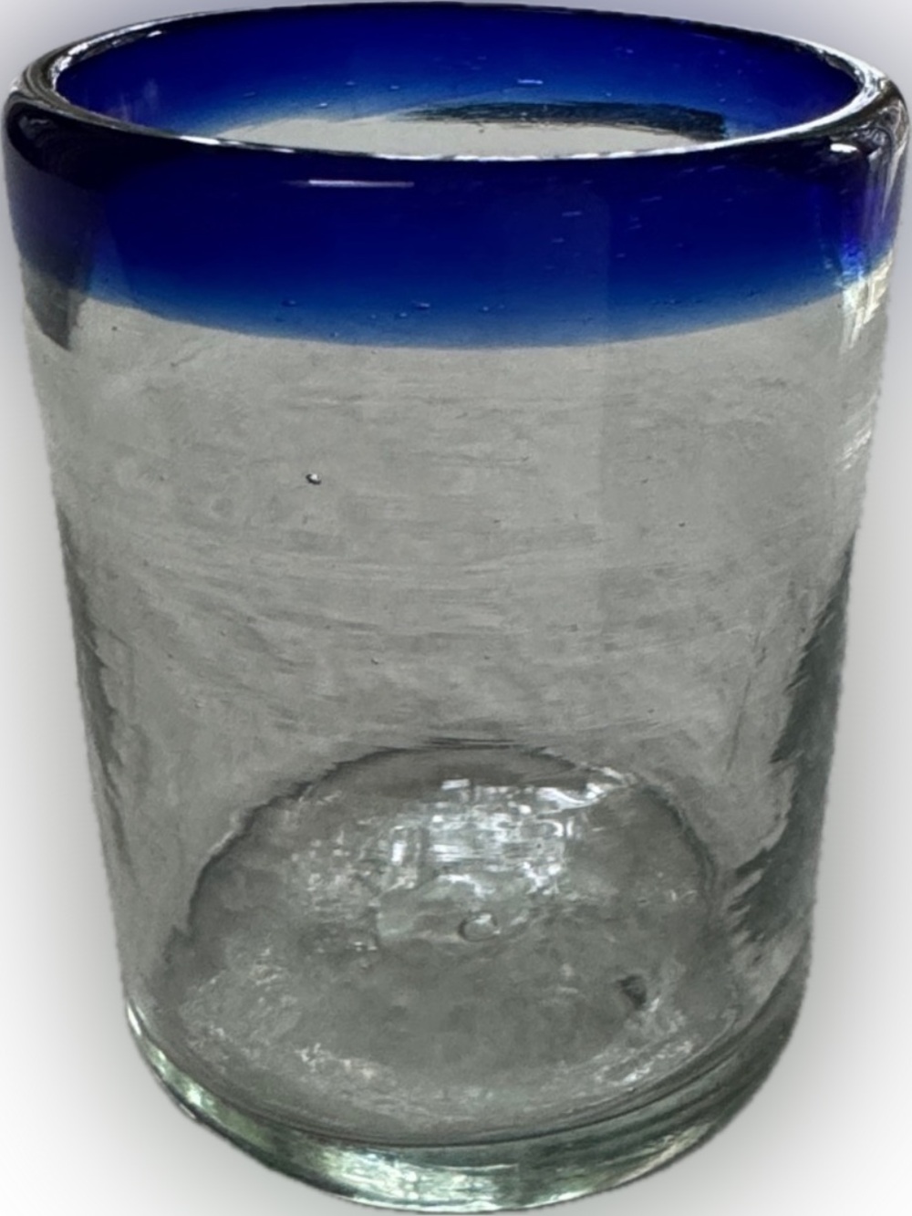 MEXICO HANDBLOWN GLASS TUMBLER COBALT BLUE Vintage 90s Replacement Barware 12 oz